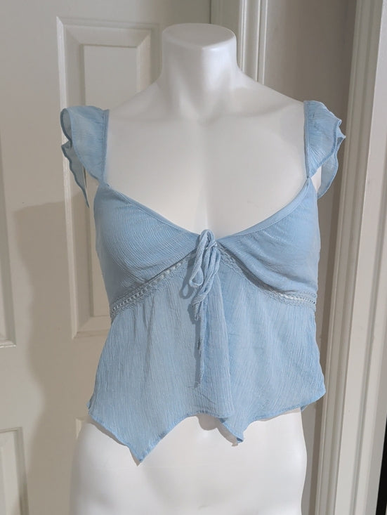 La Hearts Light Blue Ruffle Strap Tie-Front Camisole Women's XS