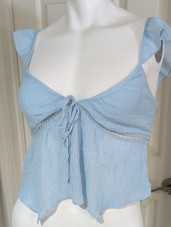 La Hearts Light Blue Ruffle Strap Tie-Front Camisole Women's XS