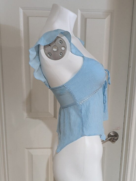 La Hearts Light Blue Ruffle Strap Tie-Front Camisole Women's XS