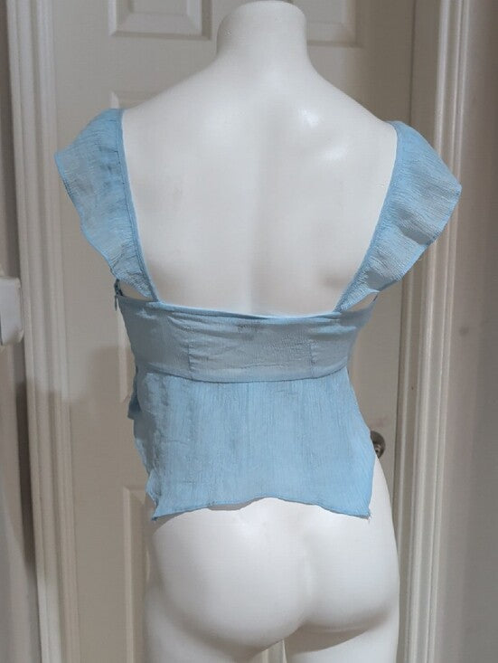 La Hearts Light Blue Ruffle Strap Tie-Front Camisole Women's XS