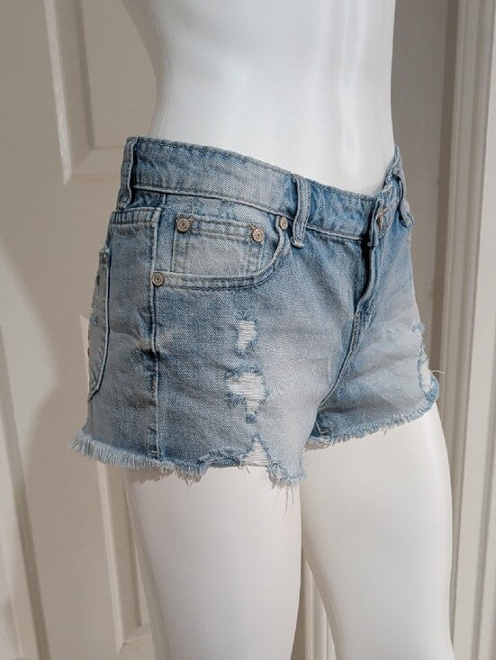 PLAYBOY Light Wash Distressed Denim Shorts Women's Size 3 Retro