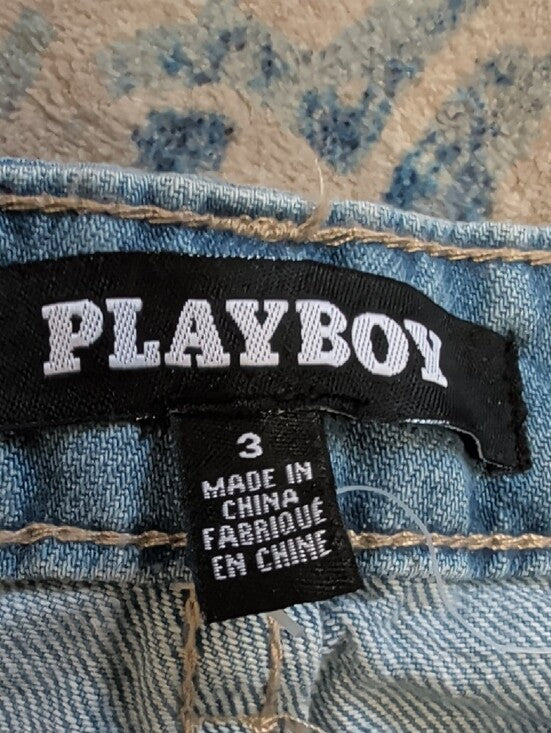 PLAYBOY Light Wash Distressed Denim Shorts Women's Size 3 Retro