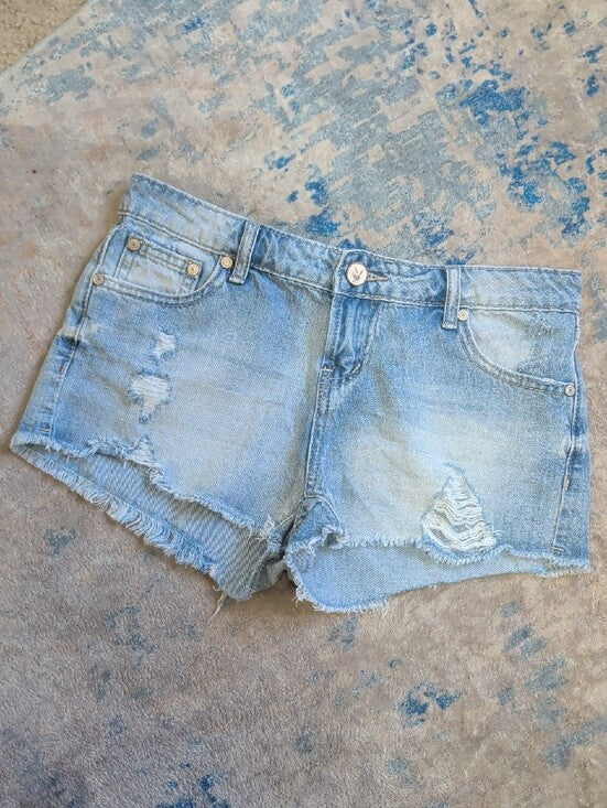 PLAYBOY Light Wash Distressed Denim Shorts Women's Size 3 Retro