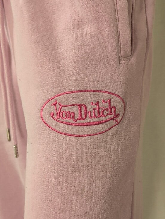 Von Dutch Light Pink Sweat Joggers with Logo Women's Medium