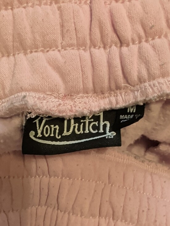 Von Dutch Light Pink Sweat Joggers with Logo Women's Medium