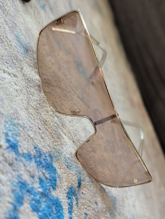Aldo Gold Rim Shield Sunglasses with Light Brown Tint NWOT
