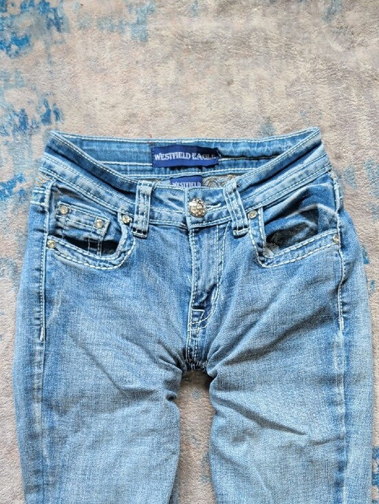 Westfield Eagle Light Blue McBling Flared Jeans Y2K Women's 0/XXS *Altered