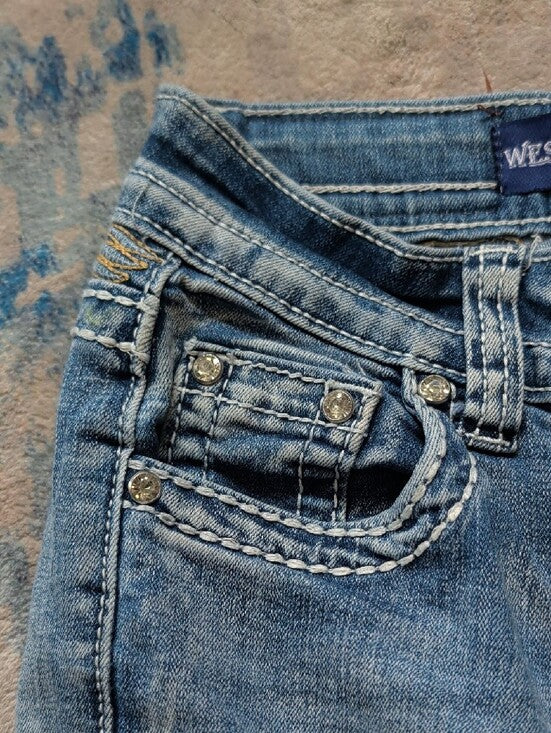 Westfield Eagle Light Blue McBling Flared Jeans Y2K Women's 0/XXS *Altered