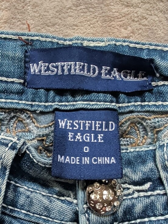 Westfield Eagle Light Blue McBling Flared Jeans Y2K Women's 0/XXS *Altered
