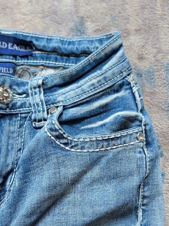 Westfield Eagle Light Blue McBling Flared Jeans Y2K Women's 0/XXS *Altered