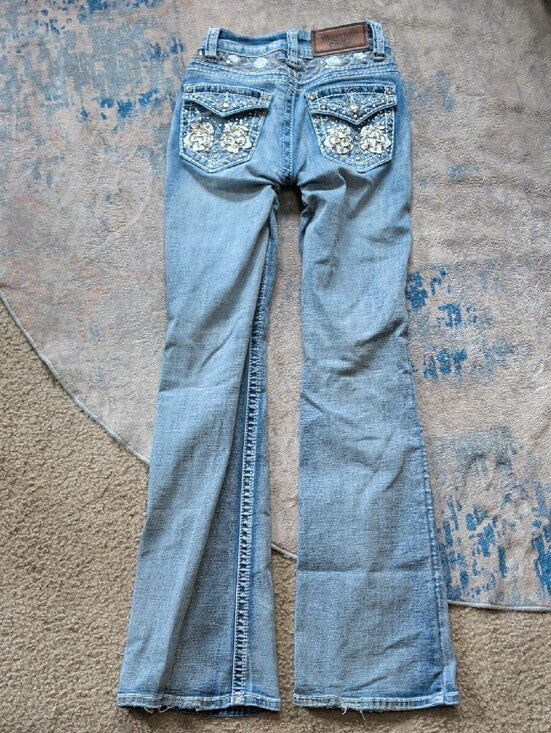 Westfield Eagle Light Blue McBling Flared Jeans Y2K Women's 0/XXS *Altered