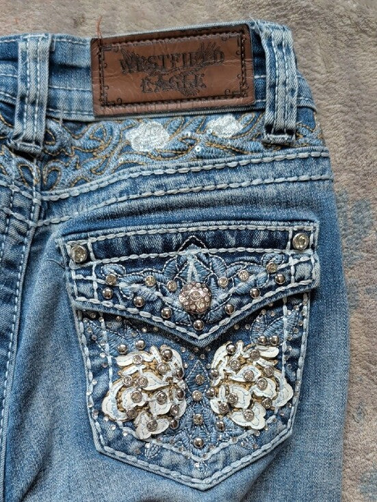 Westfield Eagle Light Blue McBling Flared Jeans Y2K Women's 0/XXS *Altered