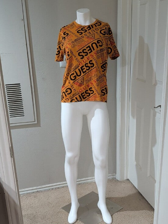 GUESS Orange Allover Logo Short Sleeve Tee Women's Medium