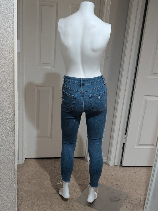 Guess High-Rise Dark Blue Skinny Jeans with Red Side Stripe Women's 25 US