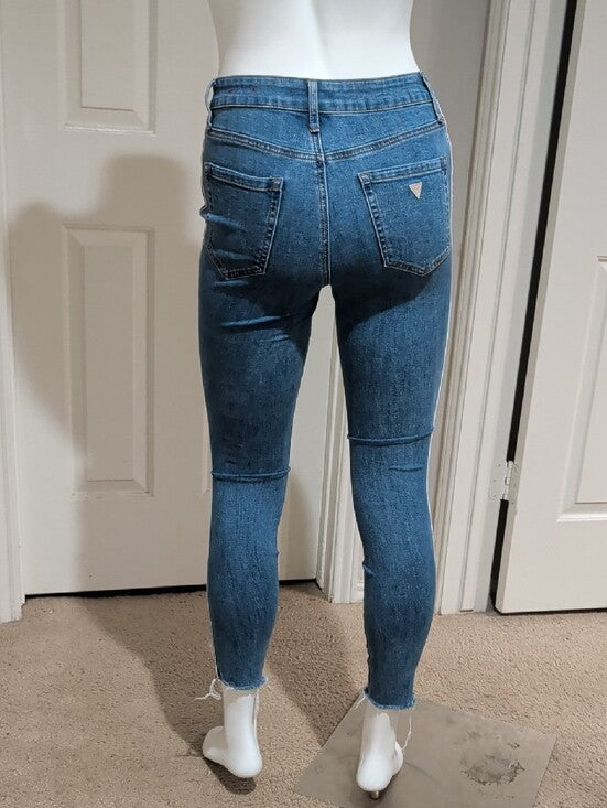 Guess High-Rise Dark Blue Skinny Jeans with Red Side Stripe Women's 25 US