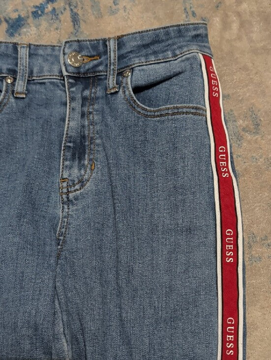 Guess High-Rise Dark Blue Skinny Jeans with Red Side Stripe Women's 25 US
