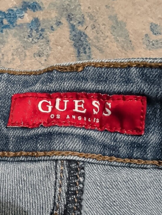 Guess High-Rise Dark Blue Skinny Jeans with Red Side Stripe Women's 25 US