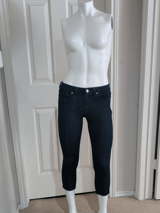 GUESS Dark Blue Pinstripe Cropped Jeans Women's 27 US