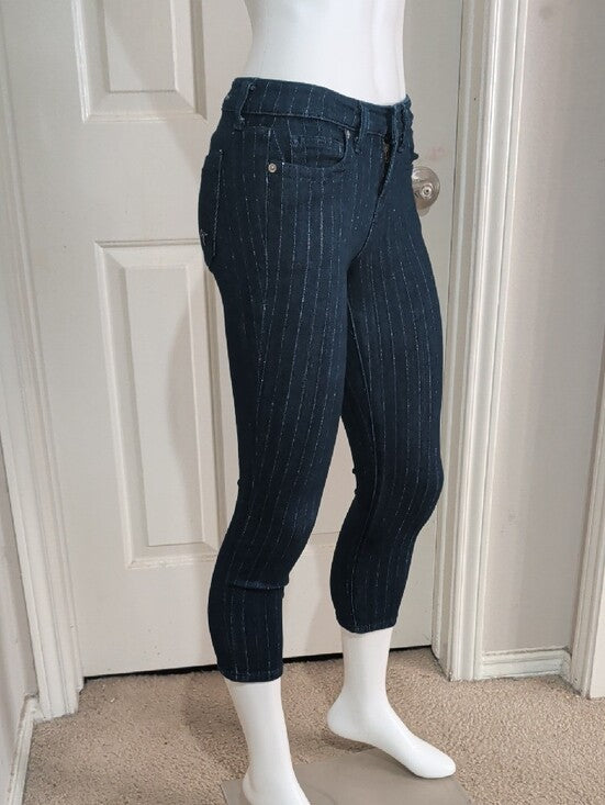 GUESS Dark Blue Pinstripe Cropped Jeans Women's 27 US