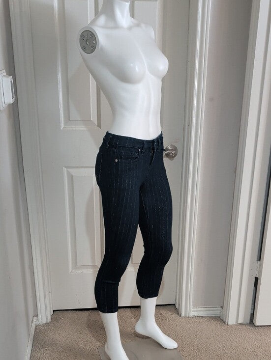 GUESS Dark Blue Pinstripe Cropped Jeans Women's 27 US