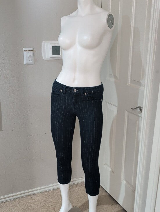 GUESS Dark Blue Pinstripe Cropped Jeans Women's 27 US