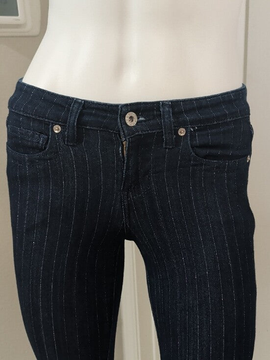 GUESS Dark Blue Pinstripe Cropped Jeans Women's 27 US