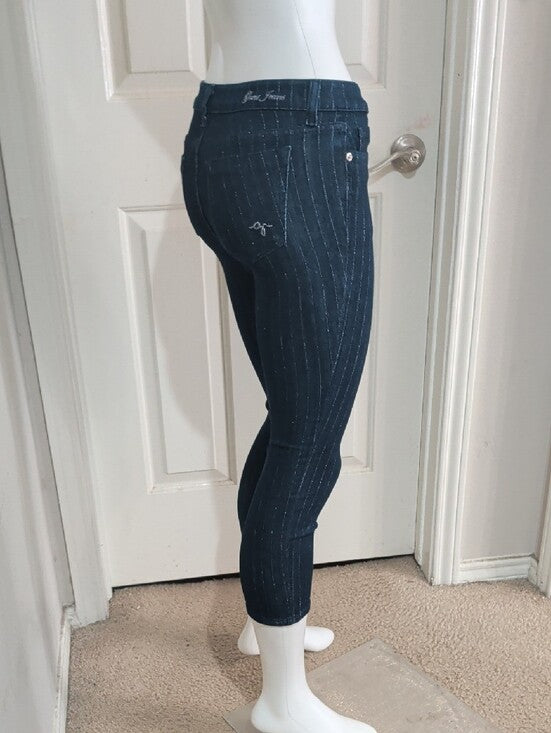GUESS Dark Blue Pinstripe Cropped Jeans Women's 27 US