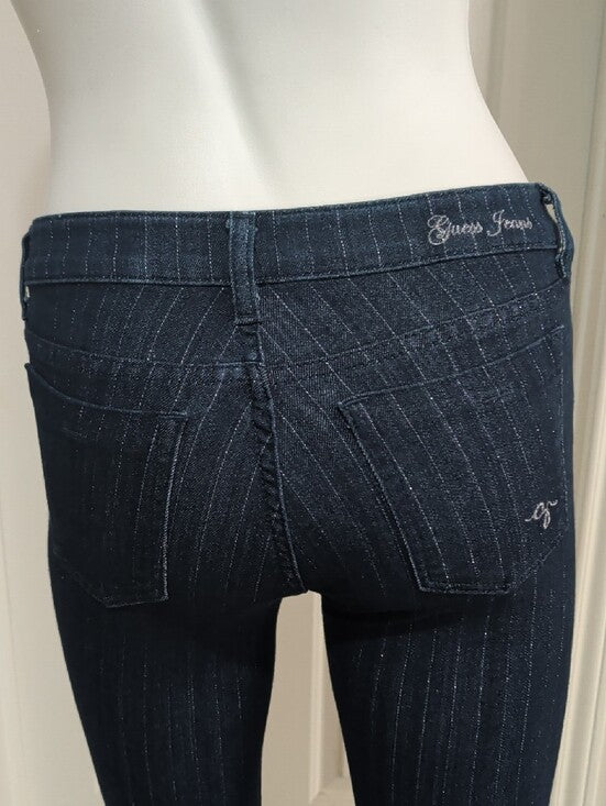GUESS Dark Blue Pinstripe Cropped Jeans Women's 27 US