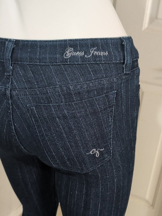 GUESS Dark Blue Pinstripe Cropped Jeans Women's 27 US