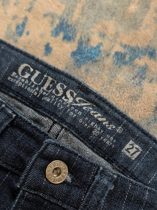 GUESS Dark Blue Pinstripe Cropped Jeans Women's 27 US