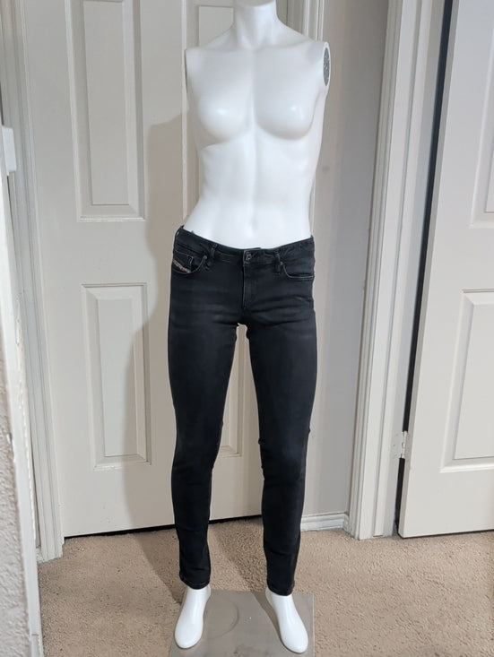 Diesel Skinny Low-Rise Jeans in Washed Black Women's 30 Y2K