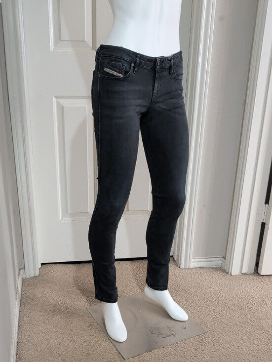 Diesel Skinny Low-Rise Jeans in Washed Black Women's 30 Y2K