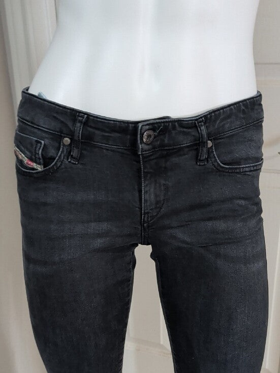 Diesel Skinny Low-Rise Jeans in Washed Black Women's 30 Y2K