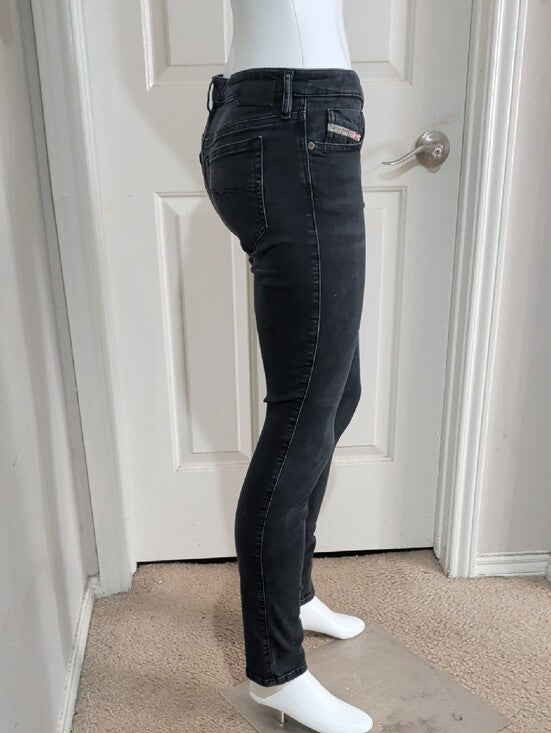Diesel Skinny Low-Rise Jeans in Washed Black Women's 30 Y2K