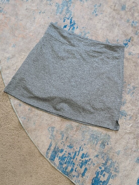 Heather Gray Athletic Mini Skirt Skort with Stretch Waistband Women's M/L