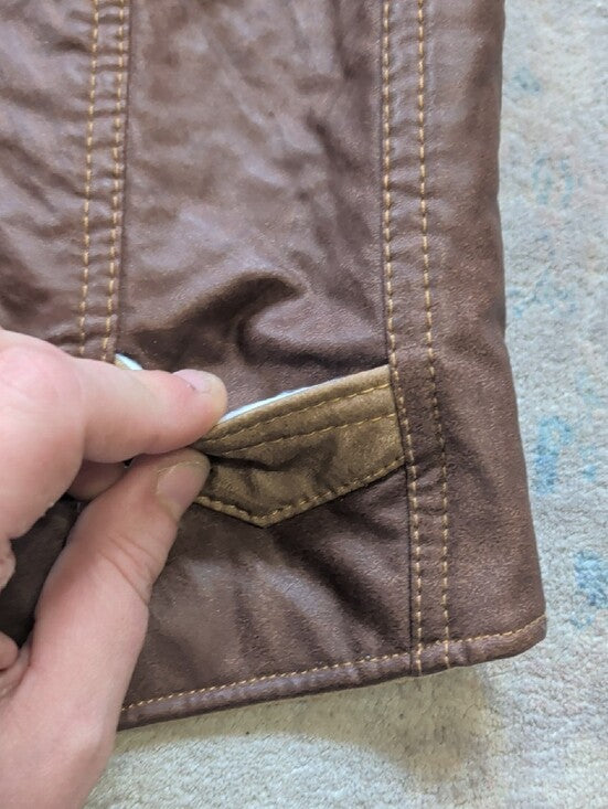 Kids Brown Two-Tone Leather Quilted Vest with Sherpa Lining Boys 2-3T