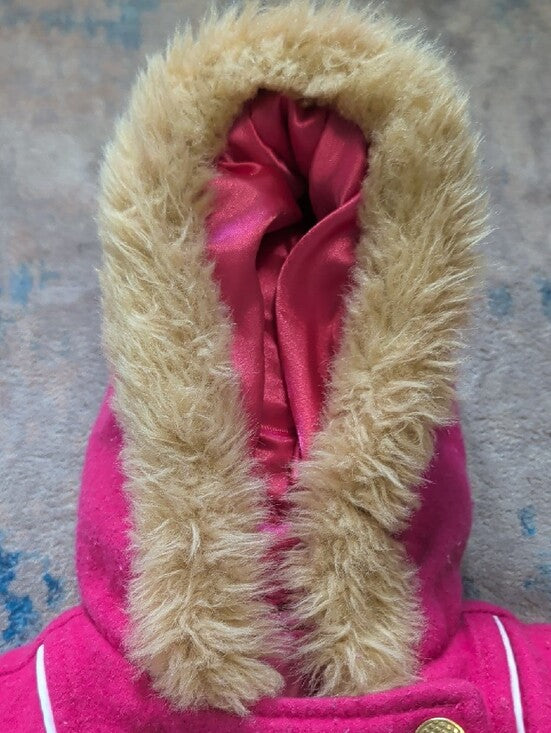 Rocawear Girls Pink Wool Hooded Faux-Fur Trim Jacket with Gray Sleeves 6/9M