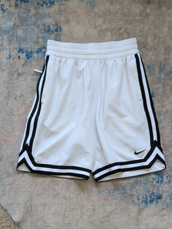 Nike Dri-Fit Kids White Athletic Shorts with Black Stripe Trim Boy's Medium
