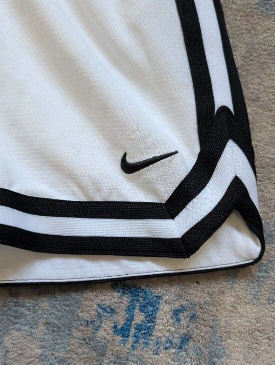 Nike Dri-Fit Kids White Athletic Shorts with Black Stripe Trim Boy's Medium