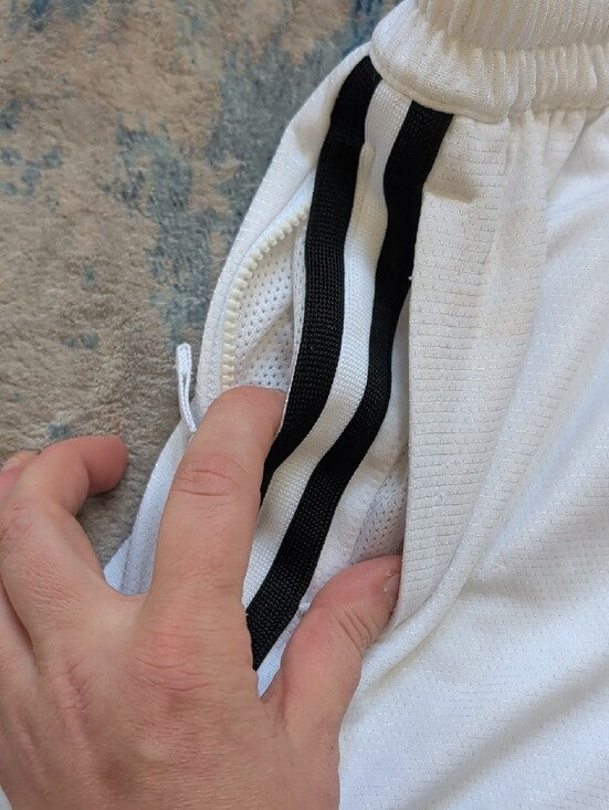 Nike Dri-Fit Kids White Athletic Shorts with Black Stripe Trim Boy's Medium