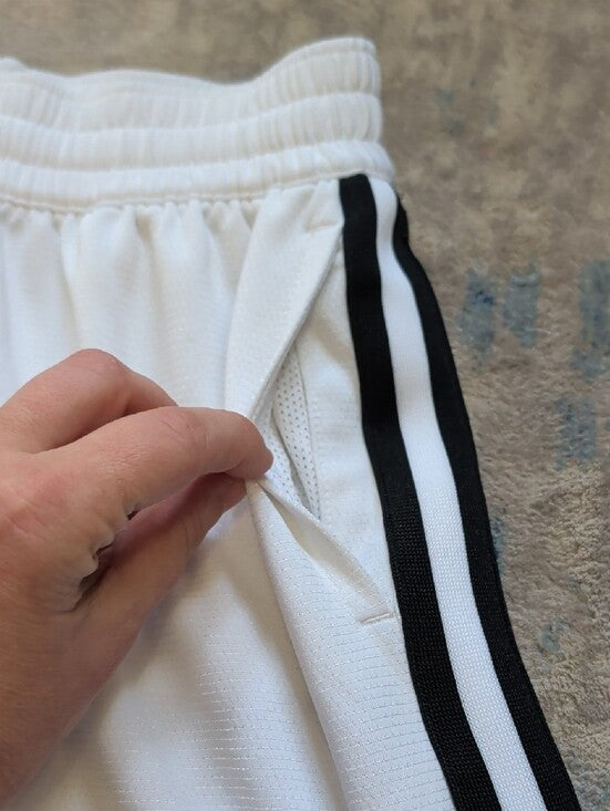 Nike Dri-Fit Kids White Athletic Shorts with Black Stripe Trim Boy's Medium