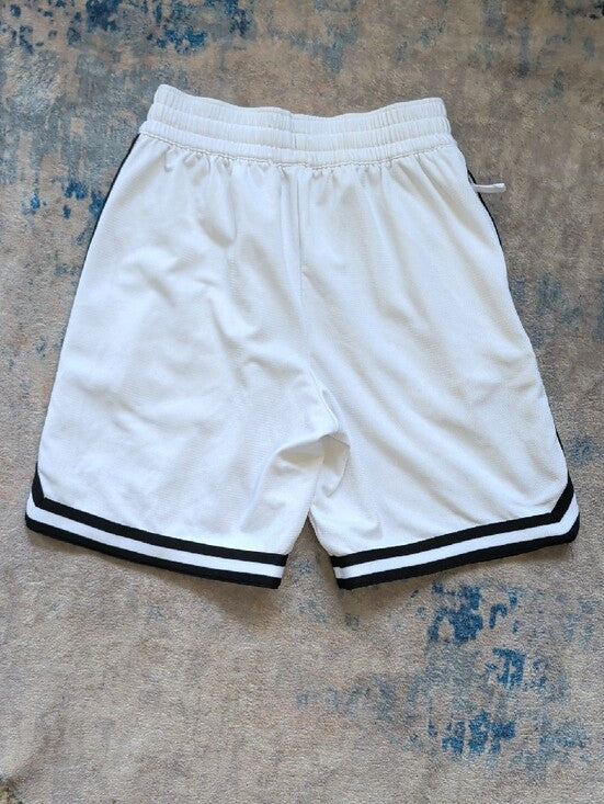 Nike Dri-Fit Kids White Athletic Shorts with Black Stripe Trim Boy's Medium