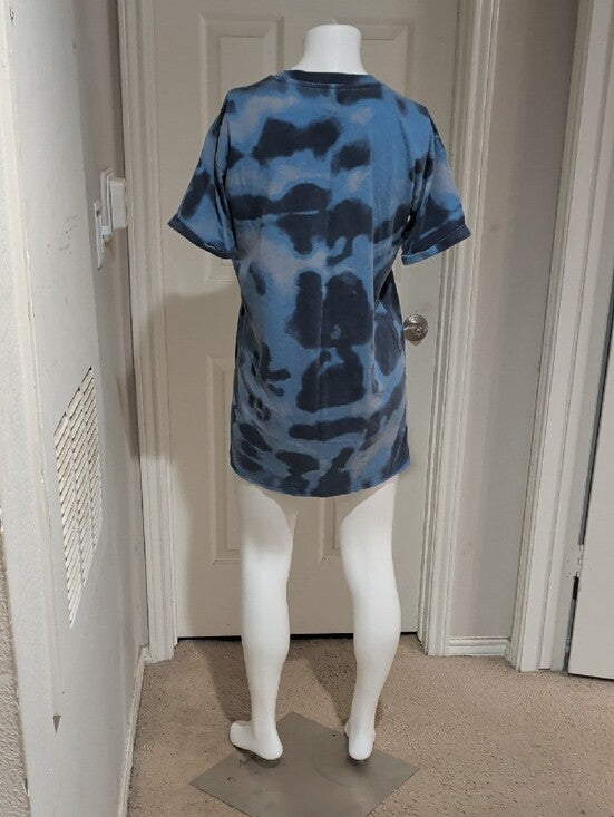 Retro AC/DC Blue & Black Tie-Dye Short Sleeve Tee Women's Medium