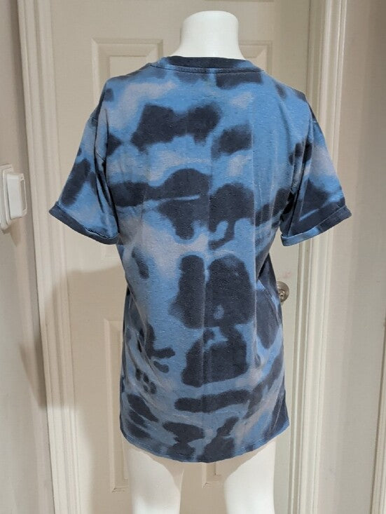 Retro AC/DC Blue & Black Tie-Dye Short Sleeve Tee Women's Medium