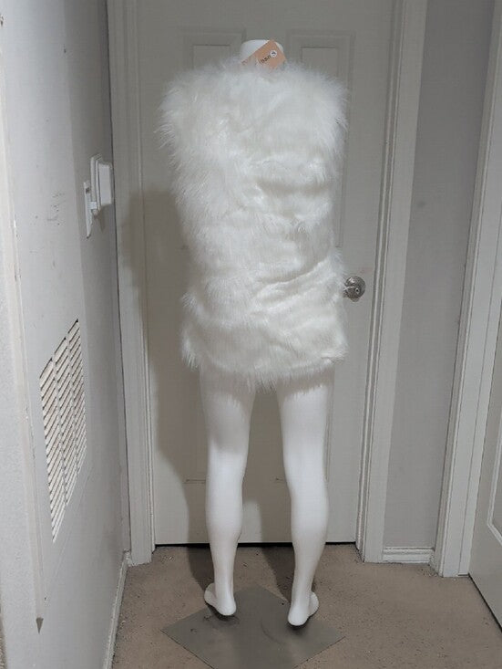 NWT Youhan White Faux Fur Sleeveless Vest Women's Small