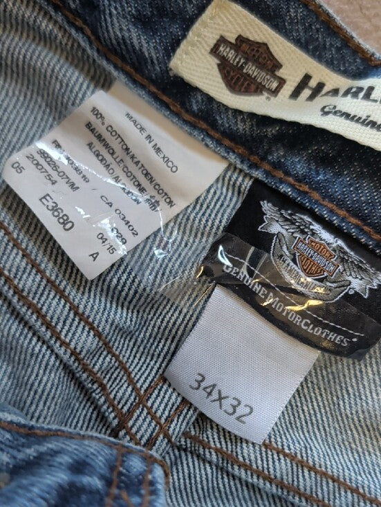 Harley-Davidson Straight-Leg Denim Jeans in Blue Denim Men's 34"x32" 100% Cotton
