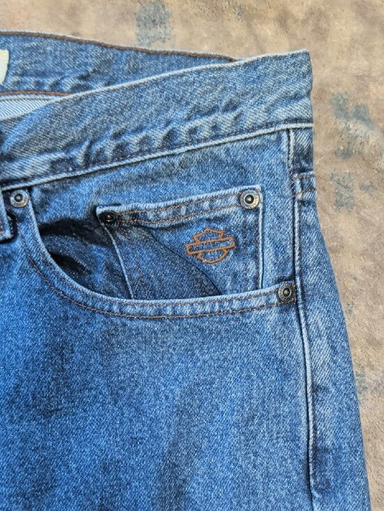 Harley-Davidson Straight-Leg Denim Jeans in Blue Denim Men's 34"x32" 100% Cotton