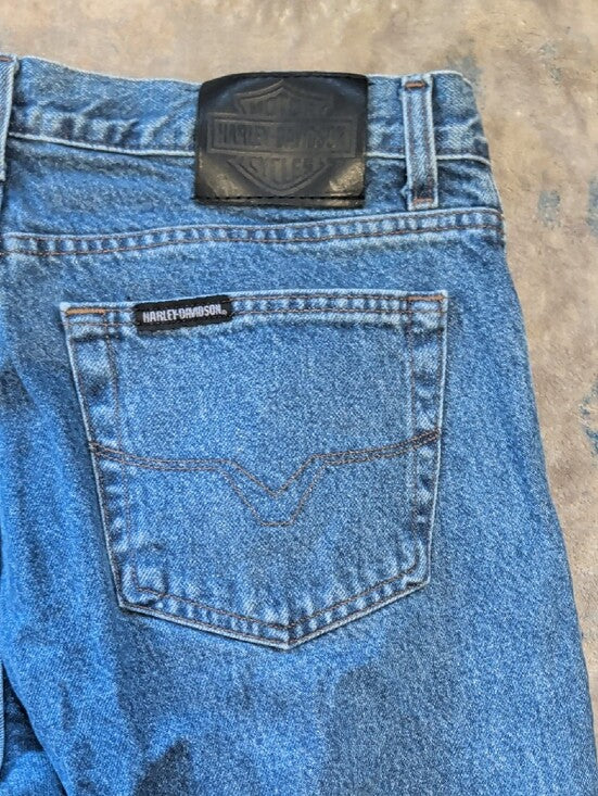 Harley-Davidson Straight-Leg Denim Jeans in Blue Denim Men's 34"x32" 100% Cotton
