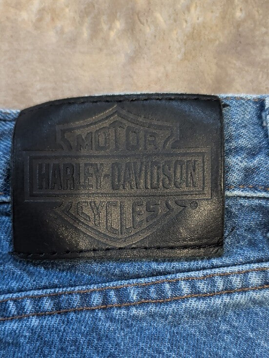 Harley-Davidson Straight-Leg Denim Jeans in Blue Denim Men's 34"x32" 100% Cotton