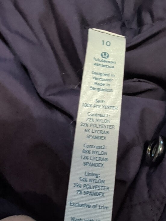 lululemon athletica Quilted Hooded Pullover in Deep Purple Women's 10 US